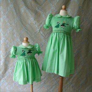 Celtic Spring Green Smocked Dress 100% Cotton 12M